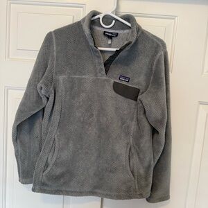 PATAGONIA Girls' Re-Tool Snap-T Pullover Fleece Grey SIZE XL 14